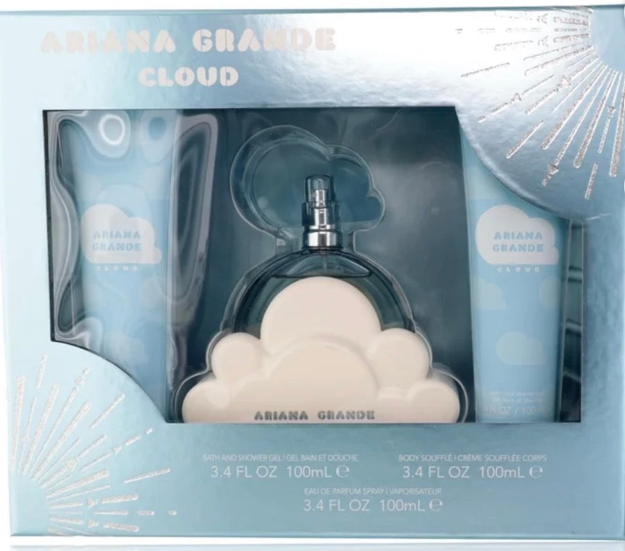 Ariana Grande Cloud 3 PCS Set for Women: 3.4 FL Oz EDP SPR + 3.4 Bath and Shower Gel + 3.4 Body Souffle
