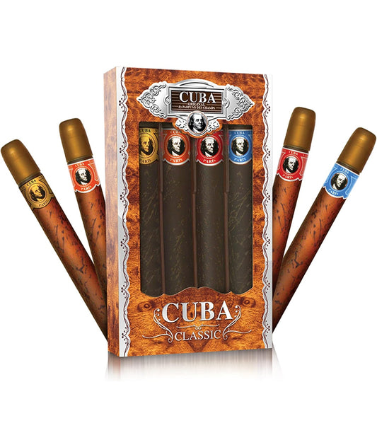 Cuba Gift set 4Pc, 1.17 Oz Spray(Blue, Gold, Orange, Red)
