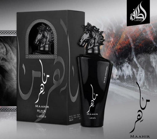 Lattafa Perfumes Maahir Black Edition for Unisex Eau de Parfum Spray, 3.4 fl.oz.
