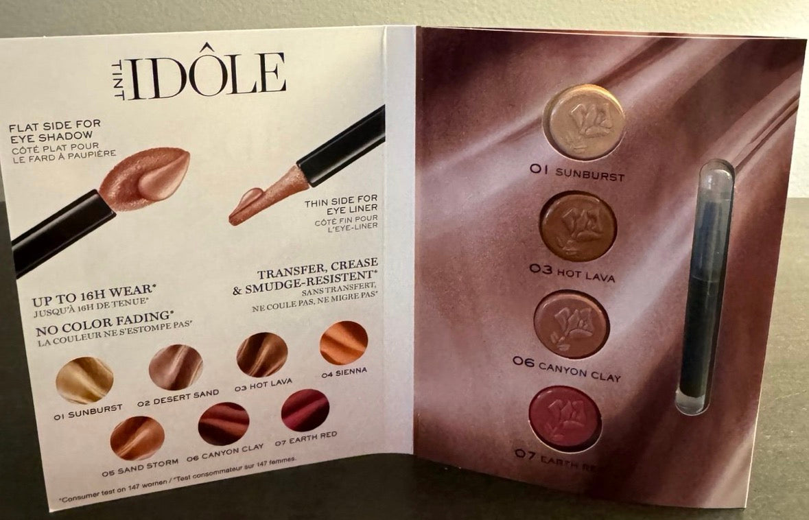 Lancome Liquid Eyes Blusher Liquid Eyeshadow and Liner 4 piece Sample Card