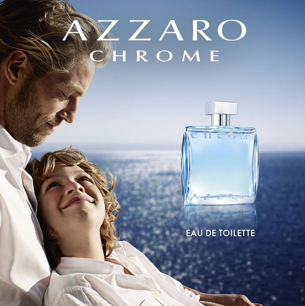 Azzaro Chrome 3.4 Eau de Toilette - Fresh Aquatic Mens Cologne - Citrus, Woody, Musky Fragrance -Fresh Notes of Bergamot - Everyday Wear - Classic Summer Beach Scent - Luxury Perfumes for Men