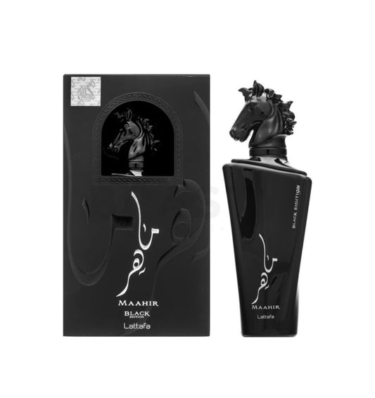 Lattafa Perfumes Maahir Black Edition for Unisex Eau de Parfum Spray, 3.4 fl.oz.