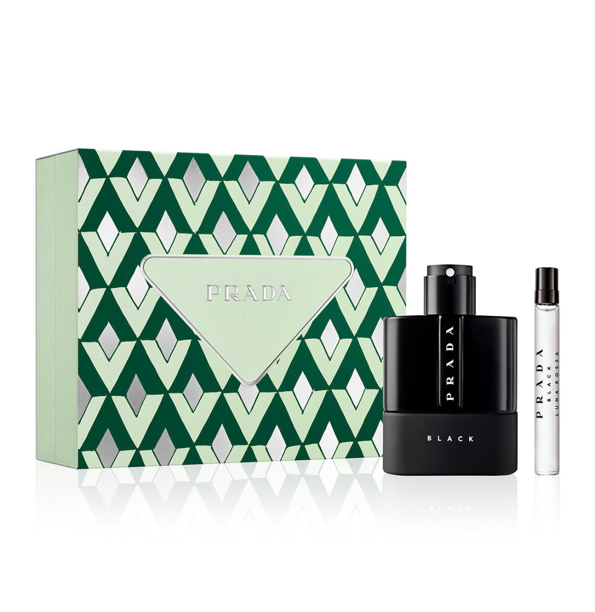 Prada Luna Rossa Black for Men 2 PC Set: 3.4 FL OZ Eau De Parfum SPR/10 ML Mini