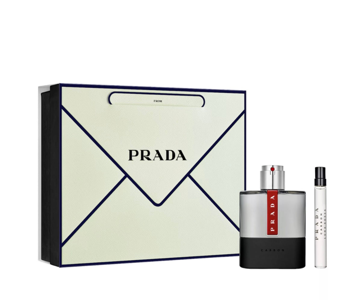 Prada Luna Rossa Carbon for Men 2 PC Set: 3.4 FL OZ Eau De Toilette SPR/ 10 ml Mini