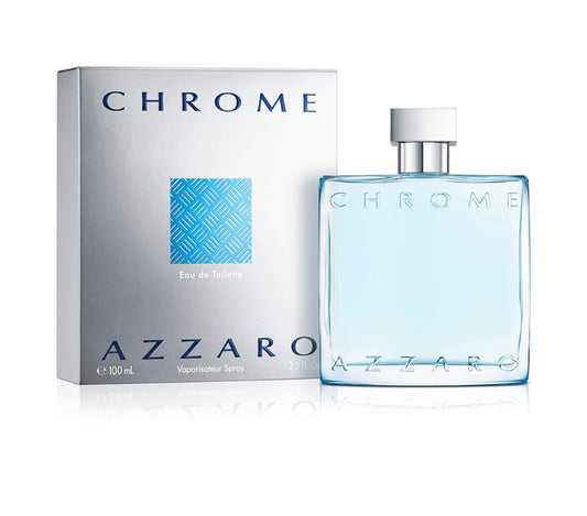 Azzaro Chrome 3.4 Eau de Toilette - Fresh Aquatic Mens Cologne - Citrus, Woody, Musky Fragrance -Fresh Notes of Bergamot - Everyday Wear - Classic Summer Beach Scent - Luxury Perfumes for Men