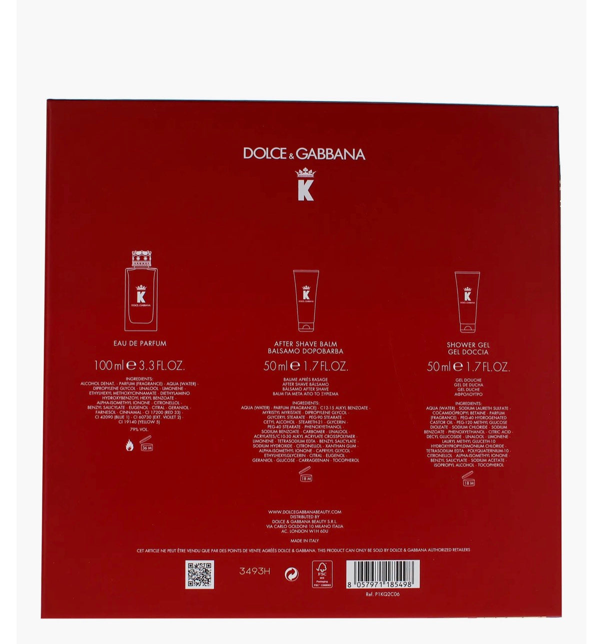 Dolce & Gabbana K King 3 PC Gift Set: 3.3 FL OZ EDP SPR, 1.6 A/S Balm, 1.6 S/G