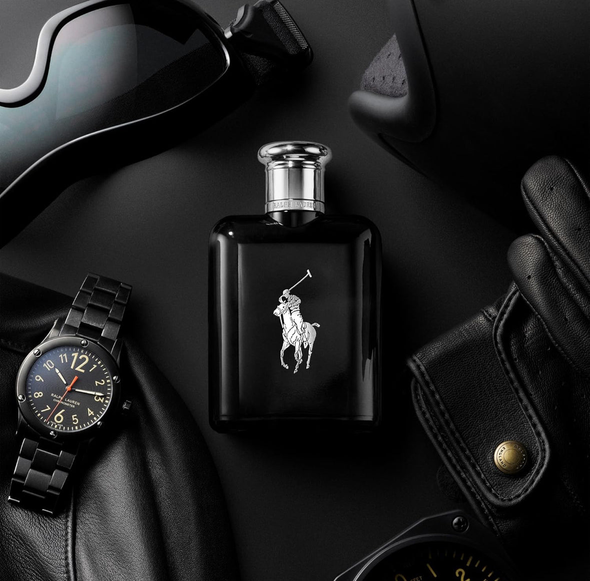 RALPH LAUREN FRAGRANCES - Polo Black - Eau de Toilette - Men's Cologne 4.2 fl.oz- Woody & Fresh - With Patchouli, Sandalwood, and Mandarin - Medium Intensity