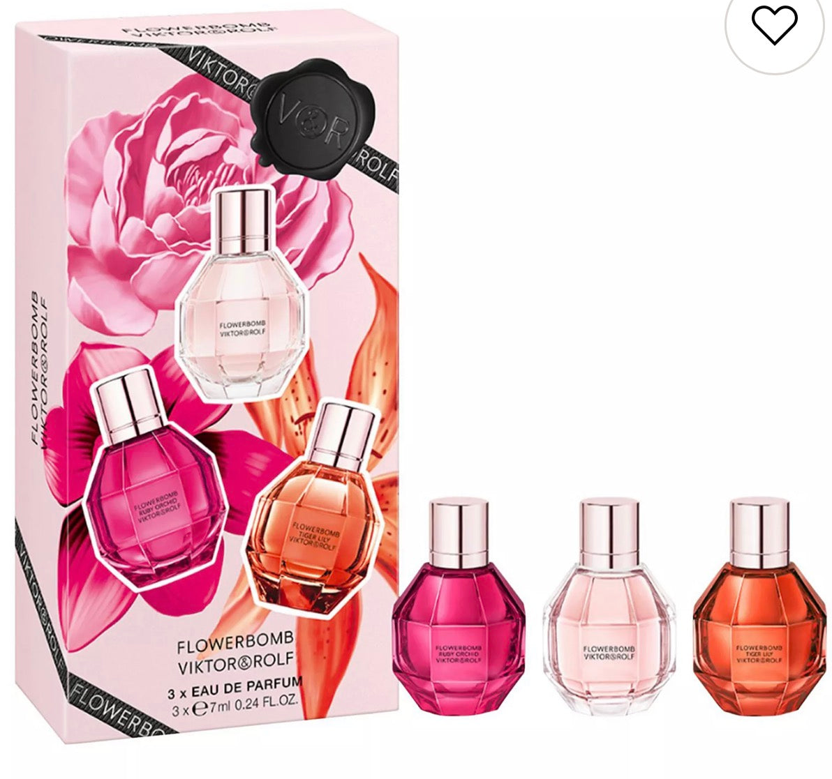 Flowerbomb 3 Pc Travel Set for Women Flowerbomb EDP, Flowerbomb Ruby Orchid EDP, Flowerbomb Tiger Lily EDP