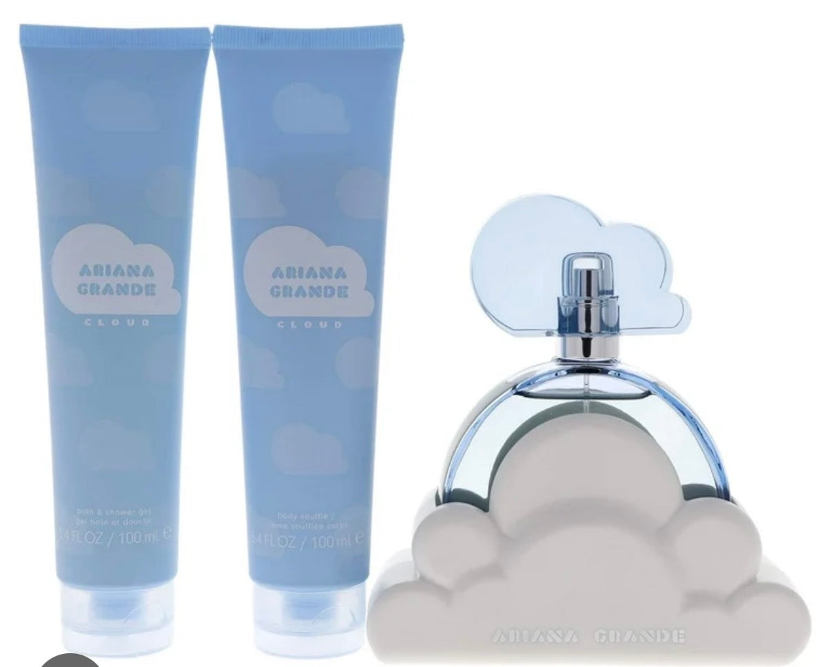 Ariana Grande Cloud 3 PCS Set for Women: 3.4 FL Oz EDP SPR + 3.4 Bath and Shower Gel + 3.4 Body Souffle