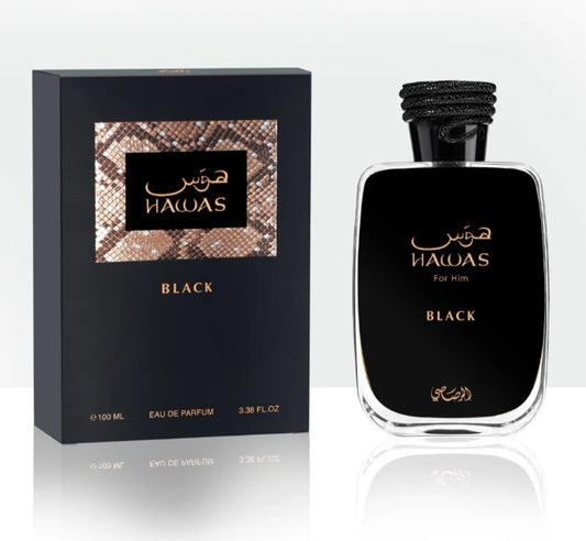 Rasasi Hawas Black For Men Eau de Parfum For Men 3.3 oz
